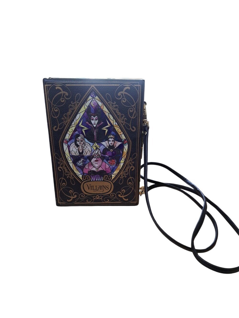 Disney Loungefly Villains Stained Glass Book Crossbody Purse - Picture 2 of 8